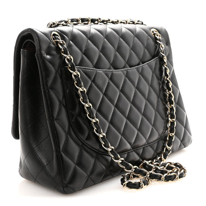 Lambskin Quilted Maxi Double Flap Black