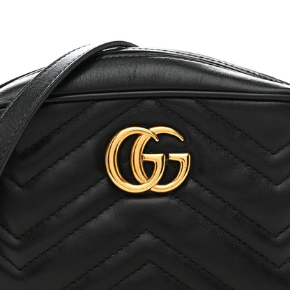 Calfskin Matelasse Mini GG Marmont Chain Shoulder Bag Black