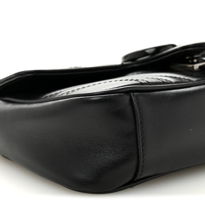 Calfskin Matelasse Monochrome Mini GG Marmont Shoulder Bag Black