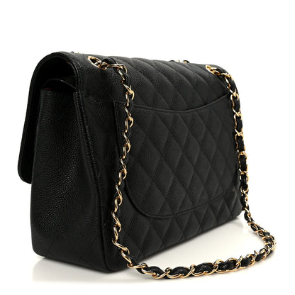 Caviar Quilted Jumbo Double Flap Black