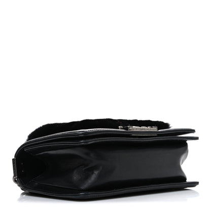 Orylag Rabbit Fur Calfskin Small Boy Flap Black