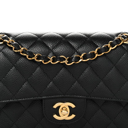 Caviar Quilted Small Double Flap Black