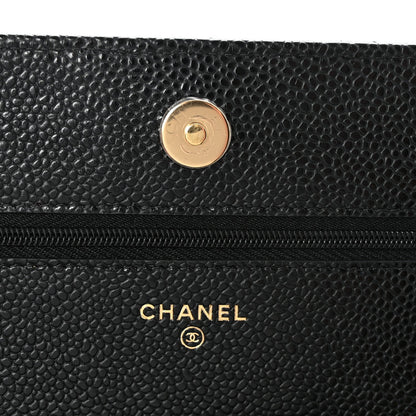 Caviar Quilted Wallet on Chain WOC Black