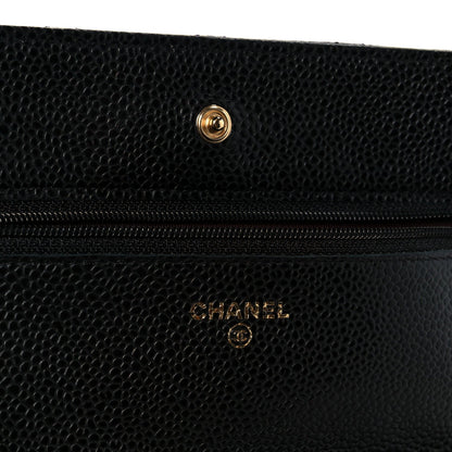Caviar Quilted Wallet On Chain WOC Black