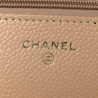 Caviar Quilted Wallet on Chain WOC Beige