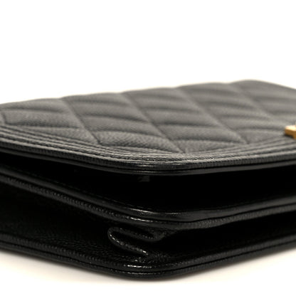 Caviar Quilted Boy Wallet On Chain WOC Black