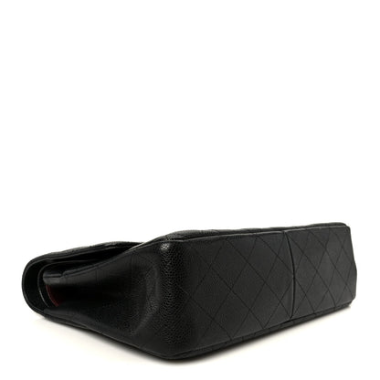 Caviar Quilted Jumbo Double Flap Black
