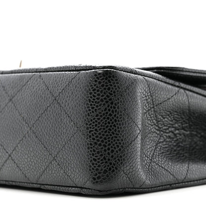 Caviar Quilted Medium Double Flap Black