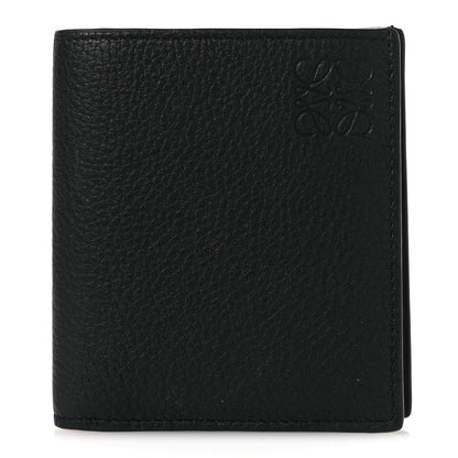 Grained Calfskin Vertical Bi-fold Wallet Black