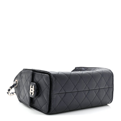 Metallic Caviar Quilted Mini Chanel 25 Handbag Dark Blue