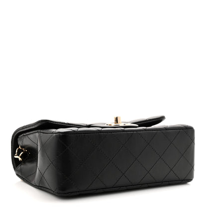 Lambskin Quilted Mini Rectangular Flap Black