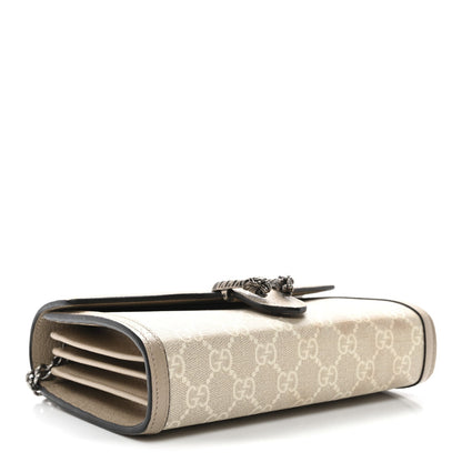GG Supreme Monogram Textured Dollar Calfskin Mini Dionysus Chain Wallet Beige Mystic White Oatmeal